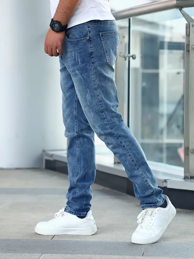 Slim Fit Stretch Jeans Blauw | Herenmode 4