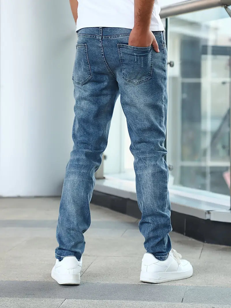 Slim Fit Stretch Jeans Blauw | Herenmode 5