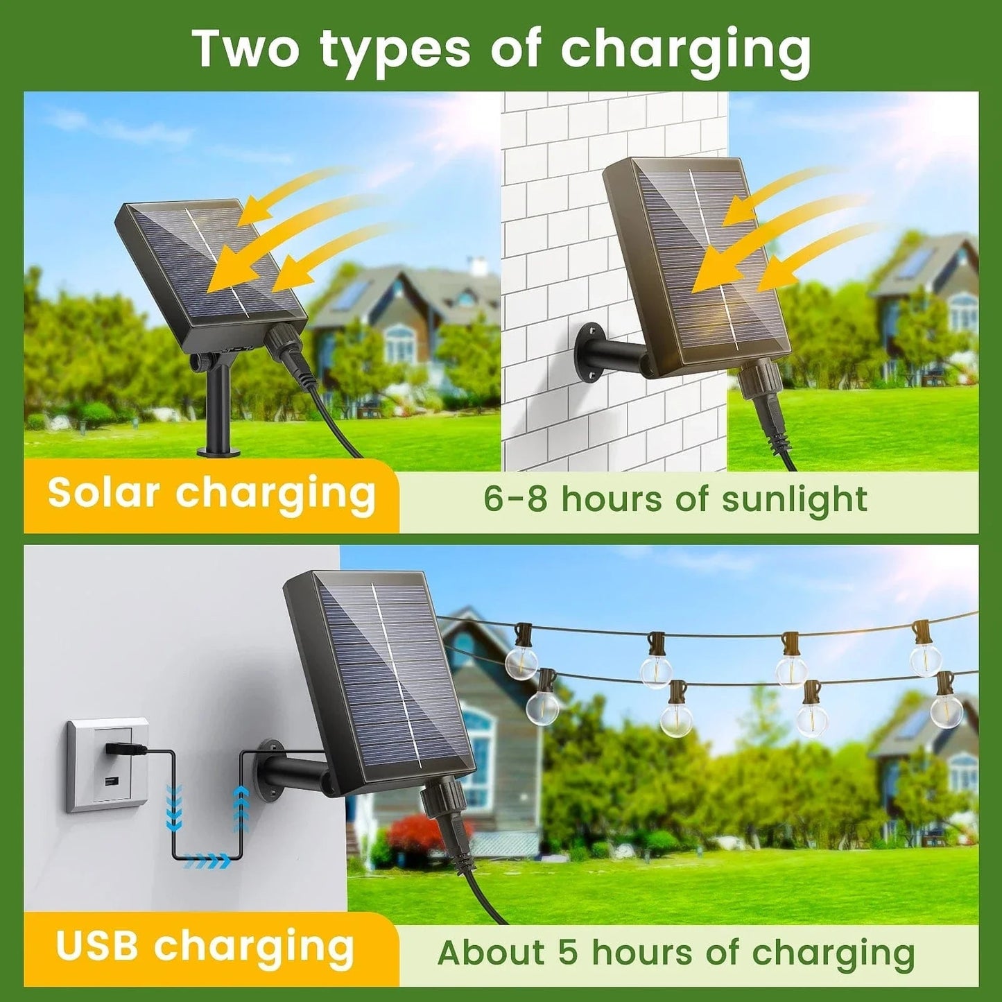 Solar LED Lichtsnoer 20m | Waterdichte Buitenverlichting 4