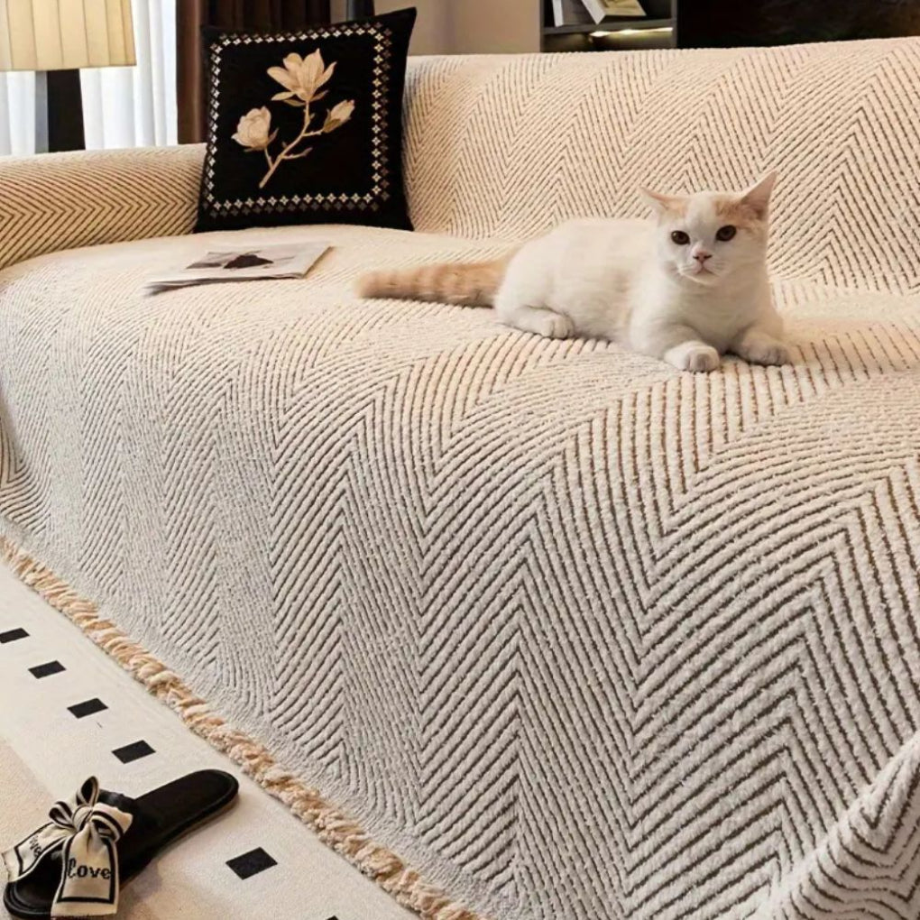 Stripe Herringbone | Sofahoes met Franjeranden 1