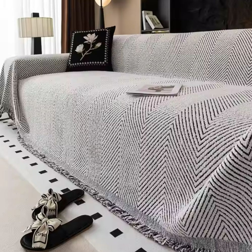 Stripe Herringbone | Sofahoes met Franjeranden 2