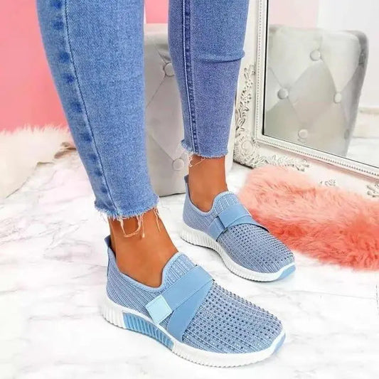 Stijlvolle Slip-On Sneakers Dames met Klittenbandsluiting – Ademend Mesh, Comfortabele Casual Schoenen-1