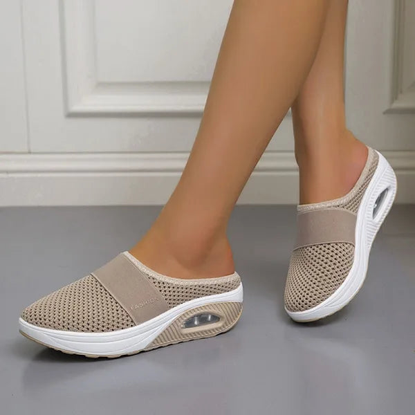 Elegante Dames Sandalen met Wedge Heel en Ademend Gaas | Orthopedische Slip-on Sandalen voor Comfort-4