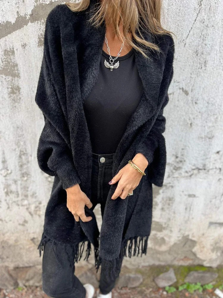 Warme Damesjas met Kwastjes | Lange Dames Jas Winter 1