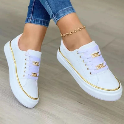 Elegante Lage Orthopedische Dames Sneakers met Metalen Trim en Kettingkant | Comfortabele Casual Schoenen-2