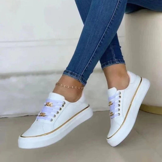 Elegante Lage Orthopedische Dames Sneakers met Metalen Trim en Kettingkant | Comfortabele Casual Schoenen-1