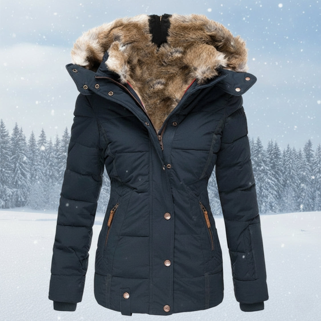 Winter Parka Dames | Gewatteerde Puffer Jas met Faux Bontkap 4