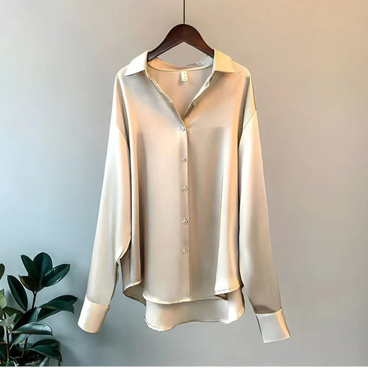 Zijdeblouse Dames | Knoop-Up Lange Mouwen 0
