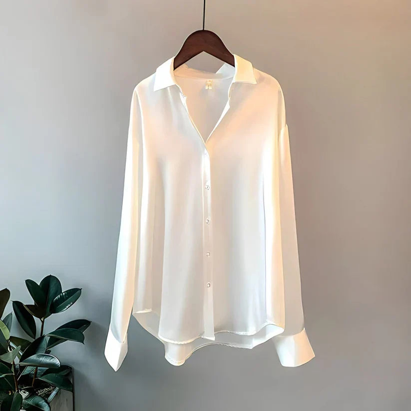 Zijdeblouse Dames | Knoop-Up Lange Mouwen 2
