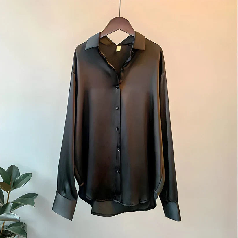 Zijdeblouse Dames | Knoop-Up Lange Mouwen 3