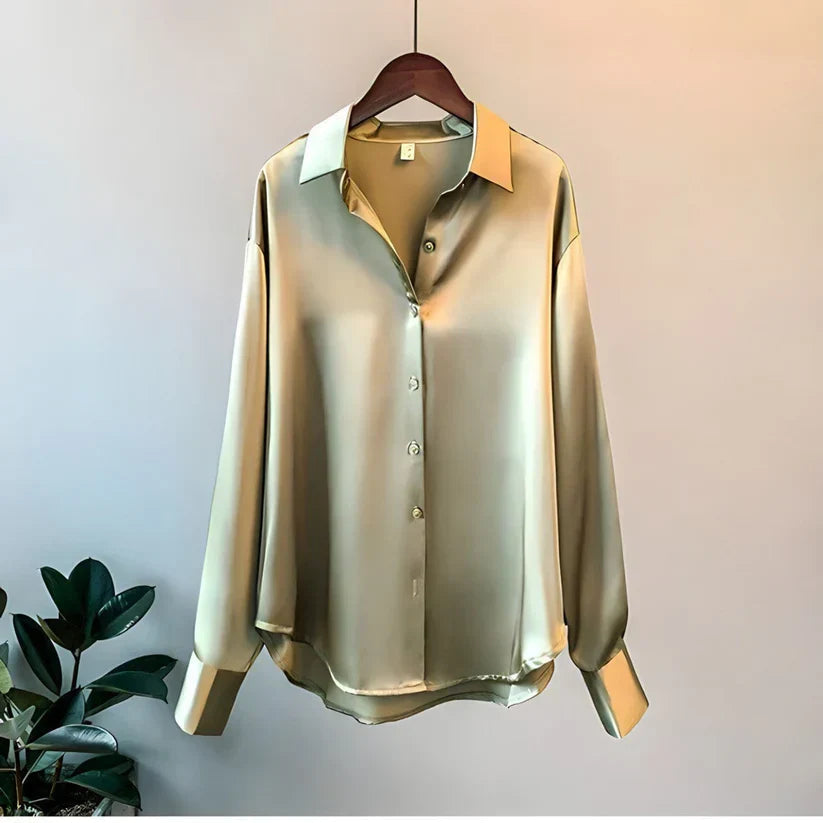 Zijdeblouse Dames | Knoop-Up Lange Mouwen 4