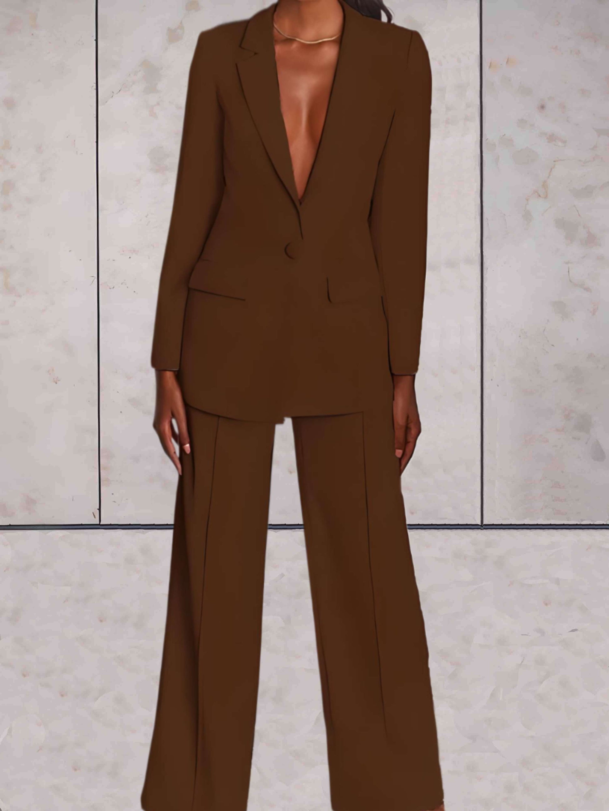 Zwart Dames Pak 2 Delig | Elegante Blazer en Brede Pijpen Broek Set 3