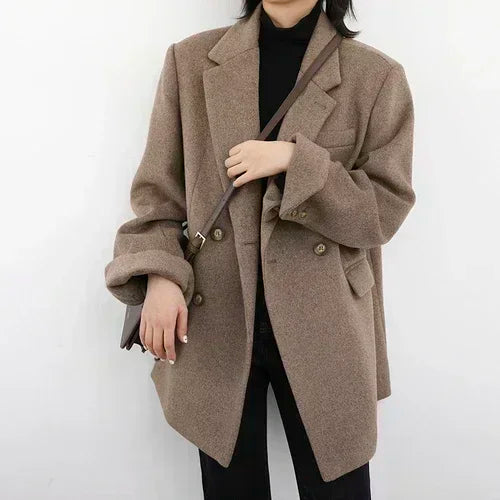 Zwarte Dames Blazer | Wollen Mid Lange Jas 0