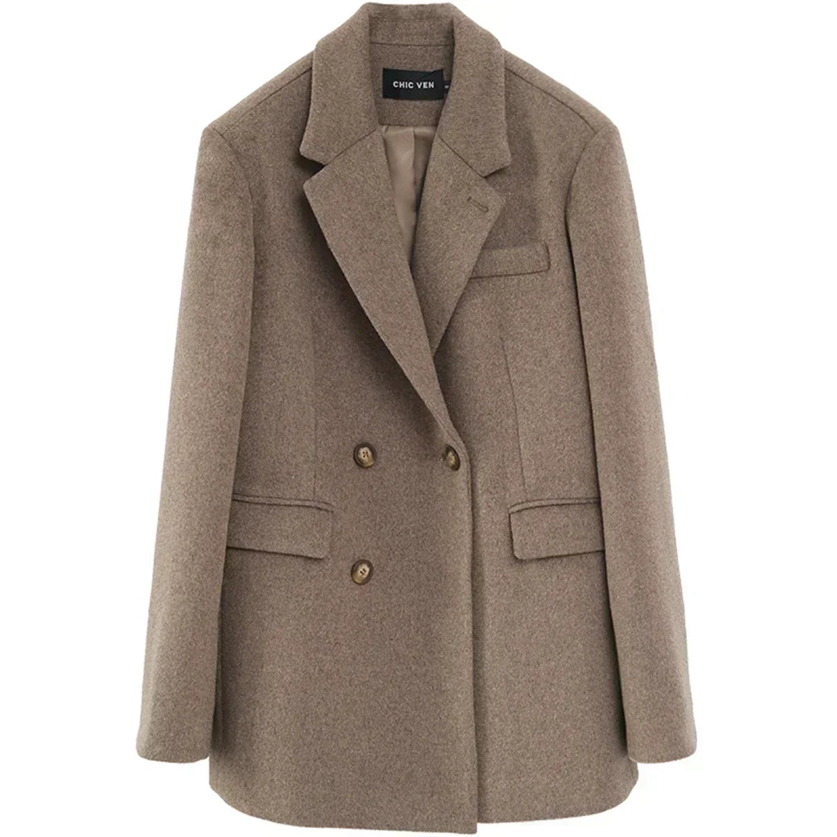 Zwarte Dames Blazer | Wollen Mid Lange Jas 4