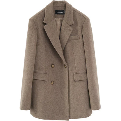 Zwarte Dames Blazer | Wollen Mid Lange Jas 4