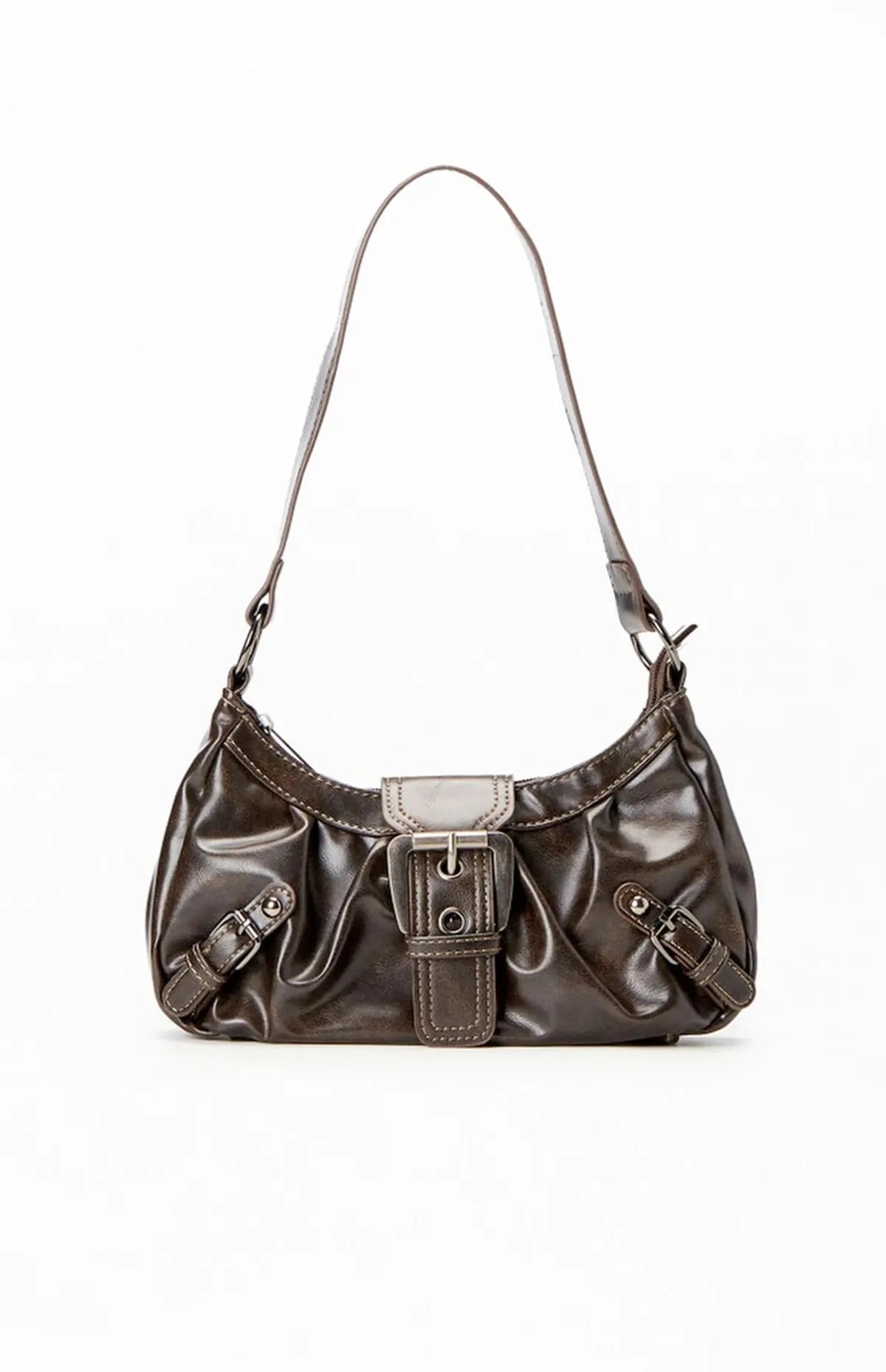 Zwarte Schoudertas Dames met Gesp | Kunstleer Mode Accessoire 0
