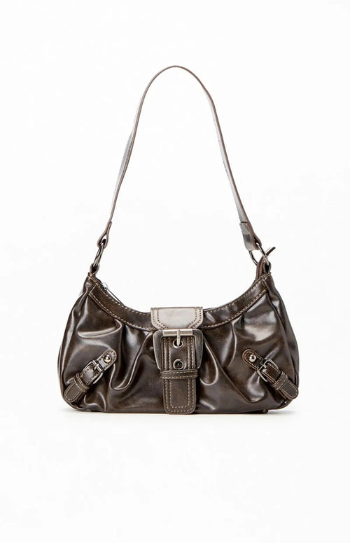 Zwarte Schoudertas Dames met Gesp | Kunstleer Mode Accessoire 0