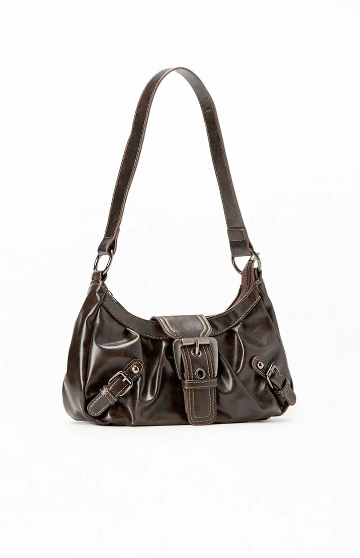 Zwarte Schoudertas Dames met Gesp | Kunstleer Mode Accessoire 1