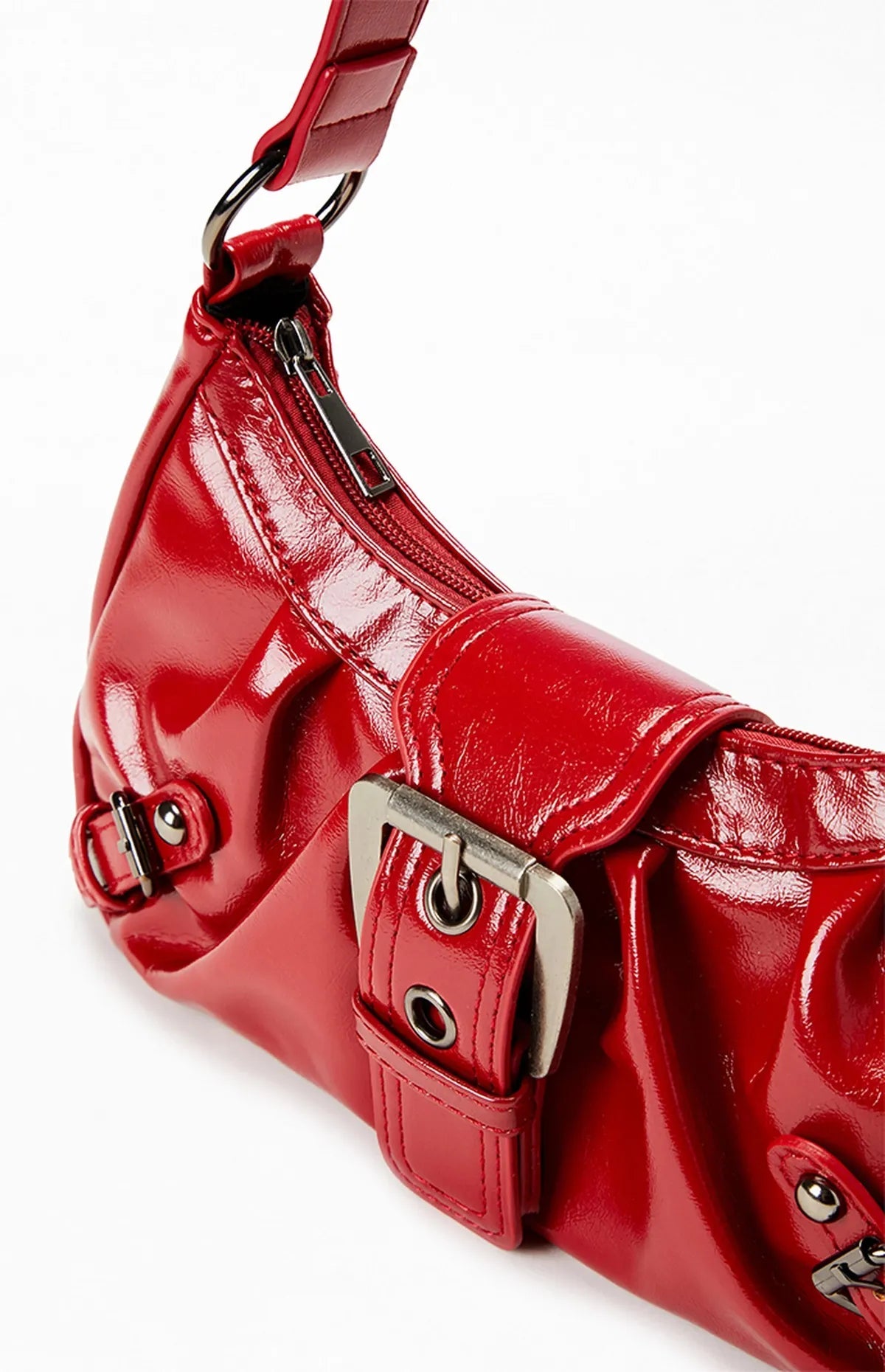 Zwarte Schoudertas Dames met Gesp | Kunstleer Mode Accessoire 5