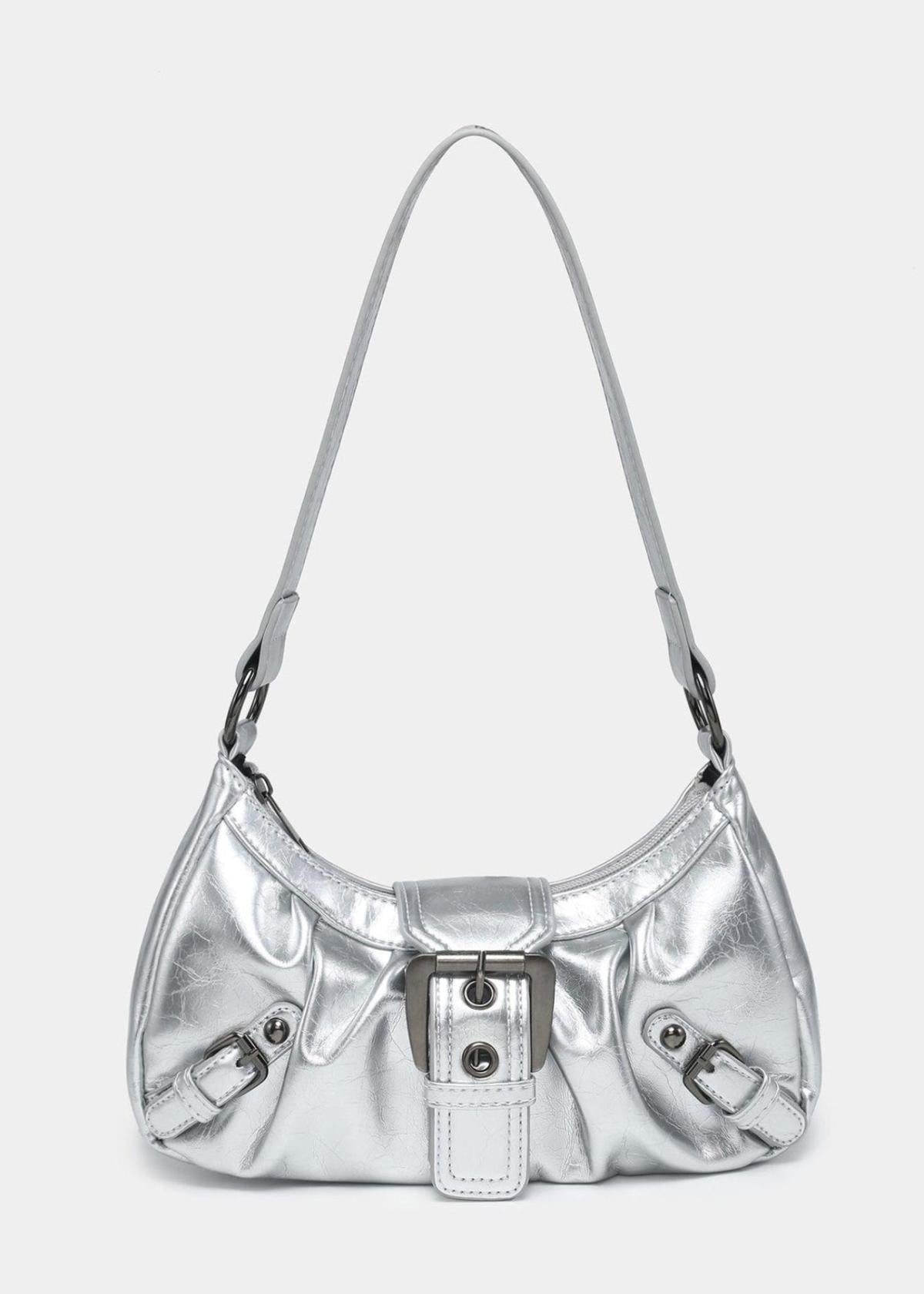 Zwarte Schoudertas Dames met Gesp | Kunstleer Mode Accessoire 7