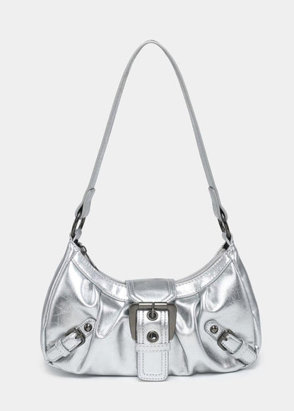 Zwarte Schoudertas Dames met Gesp | Kunstleer Mode Accessoire 7