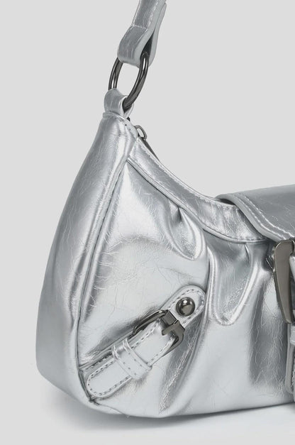 Zwarte Schoudertas Dames met Gesp | Kunstleer Mode Accessoire 8