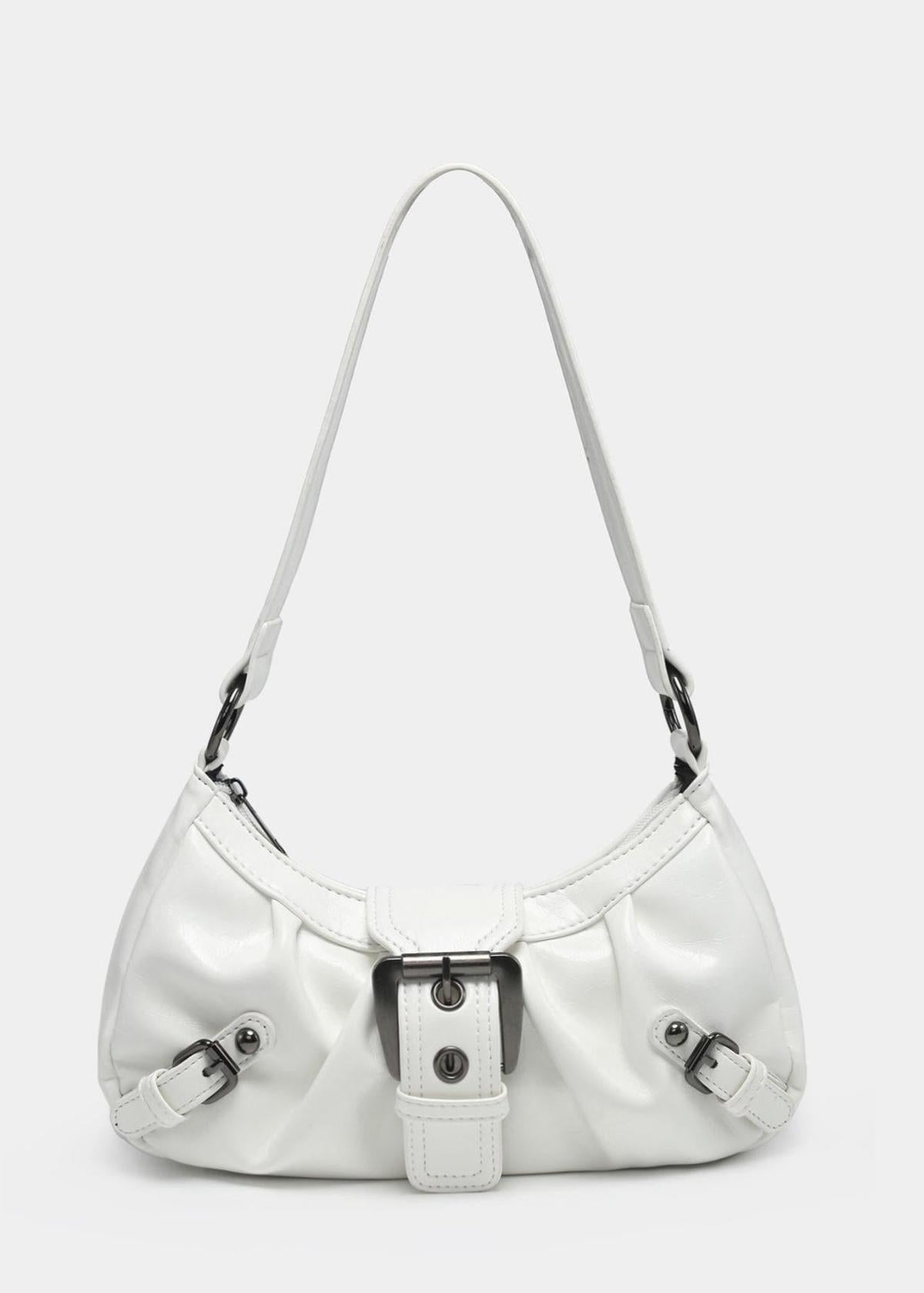 Zwarte Schoudertas Dames met Gesp | Kunstleer Mode Accessoire 9