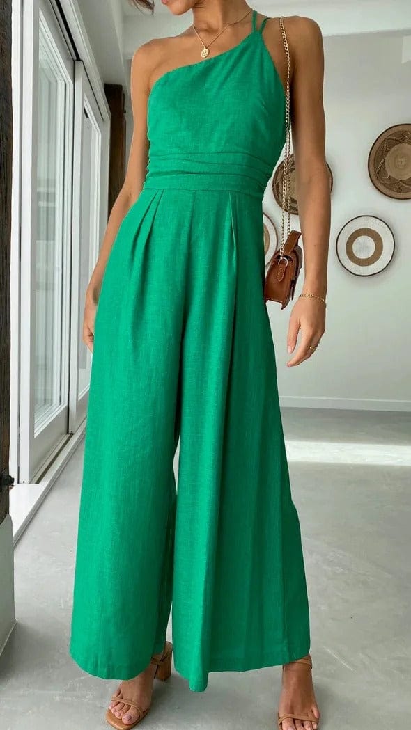 Variant image for Elegante Feestelijke Jumpsuit Dames | Zwarte Backless Jumpsuit met Eén Schouder en Brede Pijpen-5