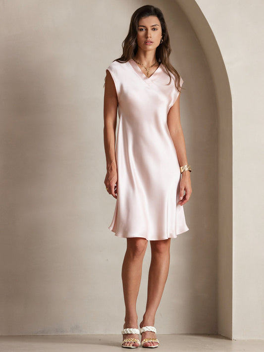 Elegante Korte Mouwen Jurk van 100% Moerbeizijde voor Dames | Luxe Gala Jurk in Diverse Kleuren-1