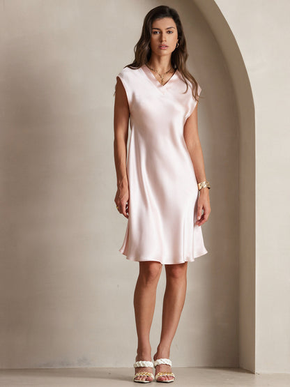 Variant image for Elegante Korte Mouwen Jurk van 100% Moerbeizijde voor Dames | Luxe Gala Jurk in Diverse Kleuren-1