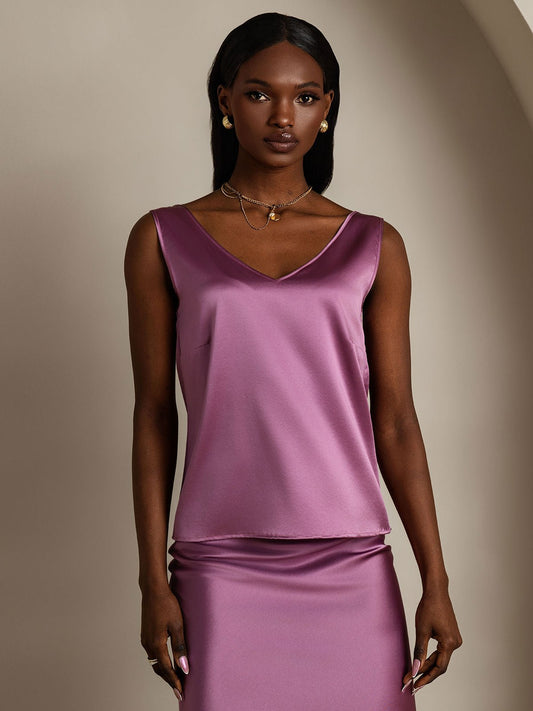 Elegante 19Momme Zijde Tanktop Dames | Mouwloze Top met V-hals in Diverse Kleuren en Luipaardprint-1