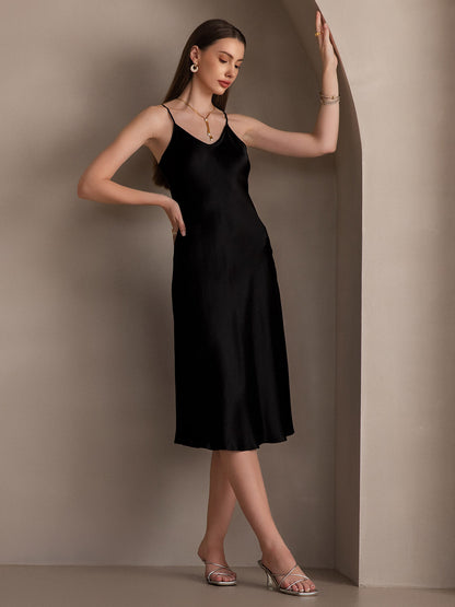 Variant image for Elegante Lange Jurk Dames van 100% Zijde met Spaghettibandjes | Perfect voor Avond en Zomer Gelegenheden-4