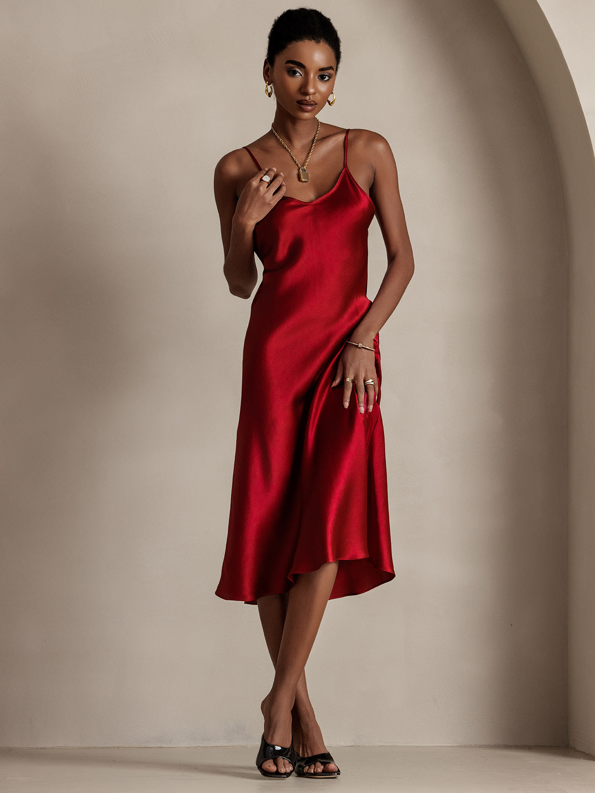 Elegante Lange Jurk Dames van 100% Zijde met Spaghettibandjes | Perfect voor Avond en Zomer Gelegenheden-3