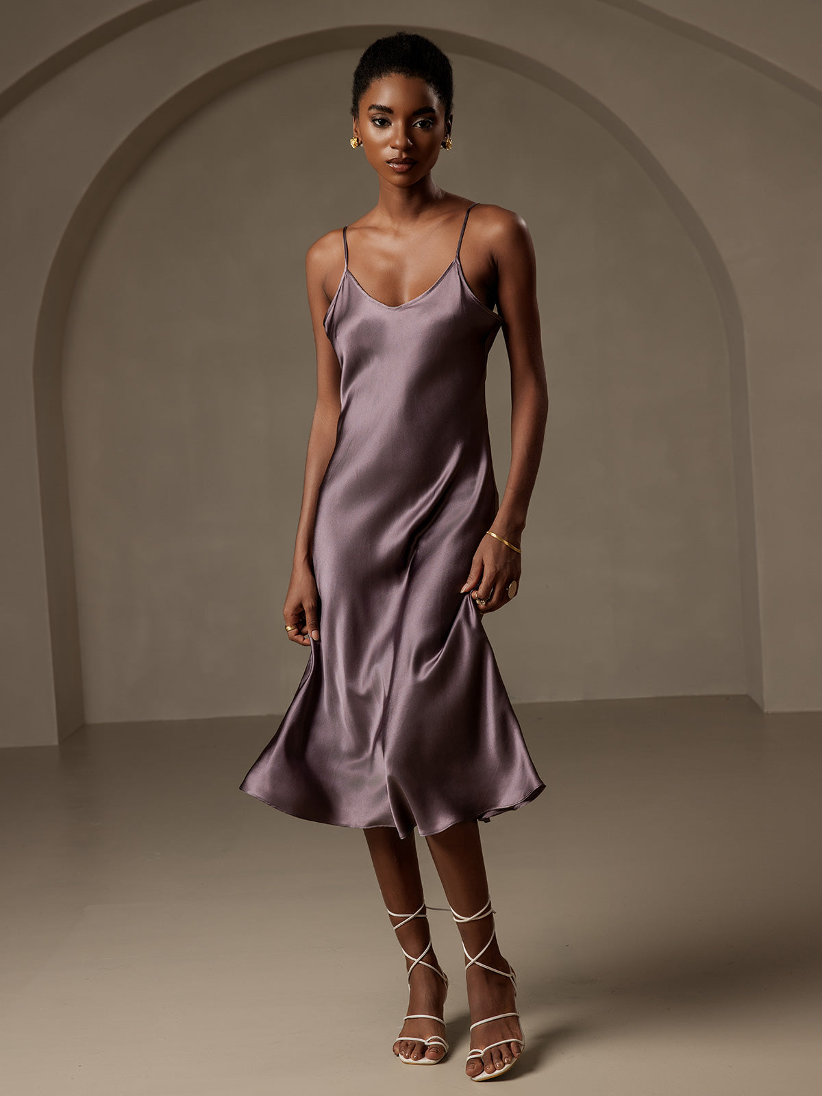 Variant image for Elegante Lange Jurk Dames van 100% Zijde met Spaghettibandjes | Perfect voor Avond en Zomer Gelegenheden-7
