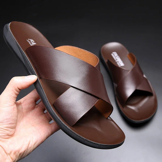 Comfortabele Leren Herensandalen met Anti-Slip Zool – Ademend en Duurzaam voor Elk Seizoen-1