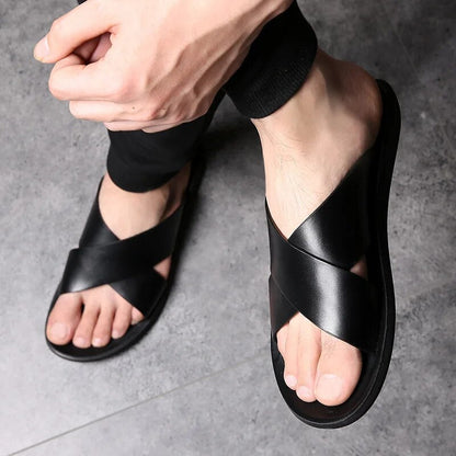 Comfortabele Leren Herensandalen met Anti-Slip Zool – Ademend en Duurzaam voor Elk Seizoen-3
