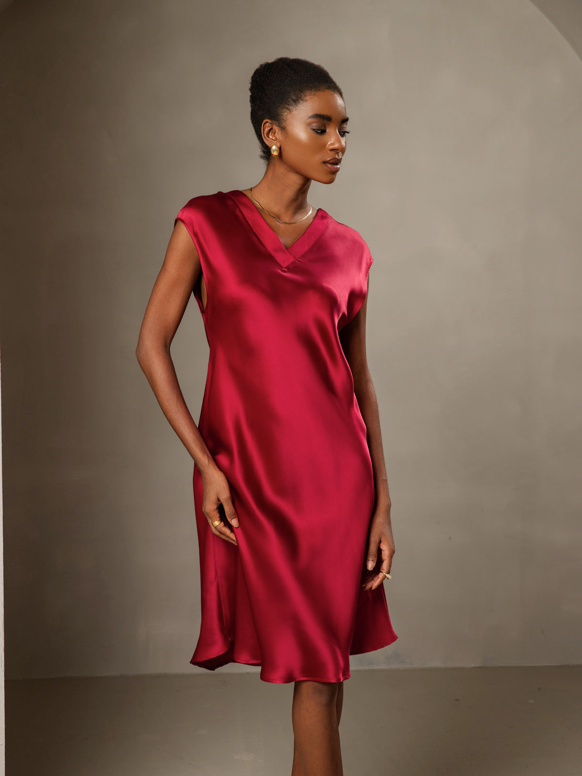 Variant image for Elegante Korte Mouwen Jurk van 100% Moerbeizijde voor Dames | Luxe Gala Jurk in Diverse Kleuren-17