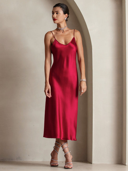 Elegante Lange Jurk Dames van Zijden met Spaghetti Bandjes – Perfecte Maxi Jurk voor Zomer en Speciale Gelegenheden-1