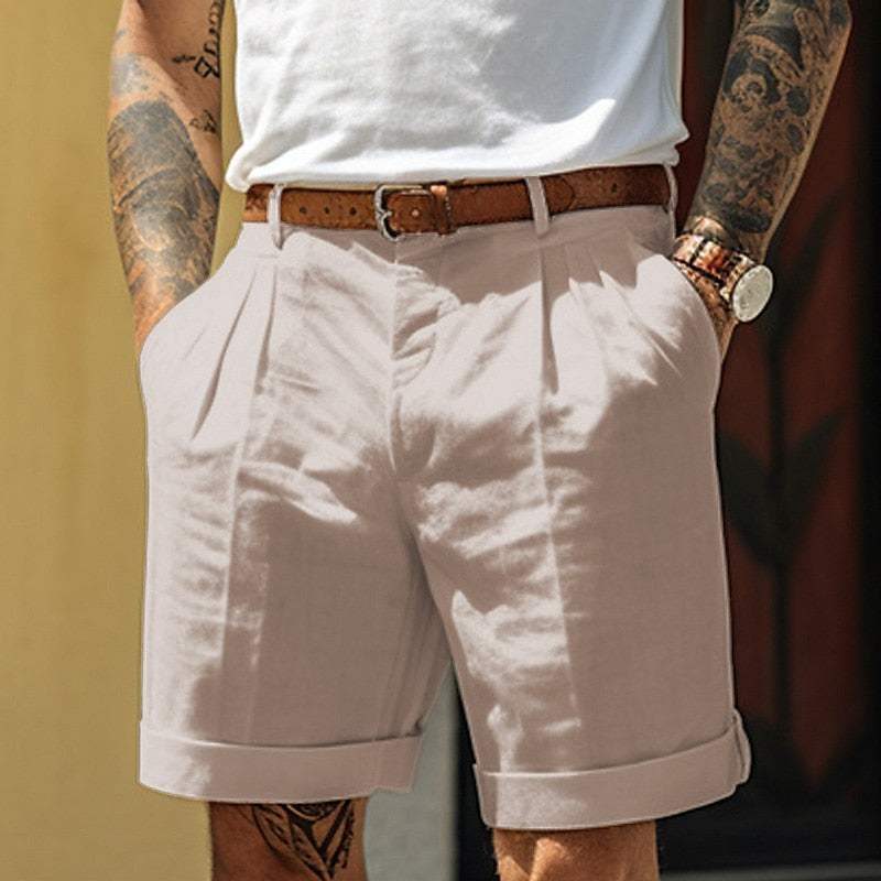 Elegante Korte Broek Heren van Katoen-Linnenmix met Geplooide Voorkant | Ademend en Comfortabel voor Zomerstijl-2