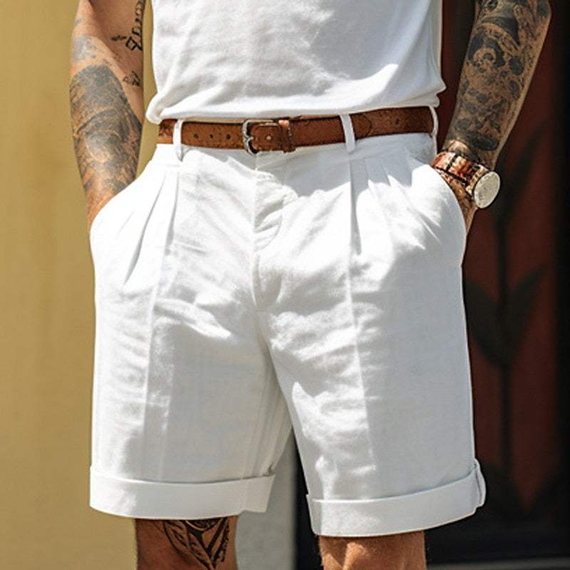 Elegante Korte Broek Heren van Katoen-Linnenmix met Geplooide Voorkant | Ademend en Comfortabel voor Zomerstijl-1