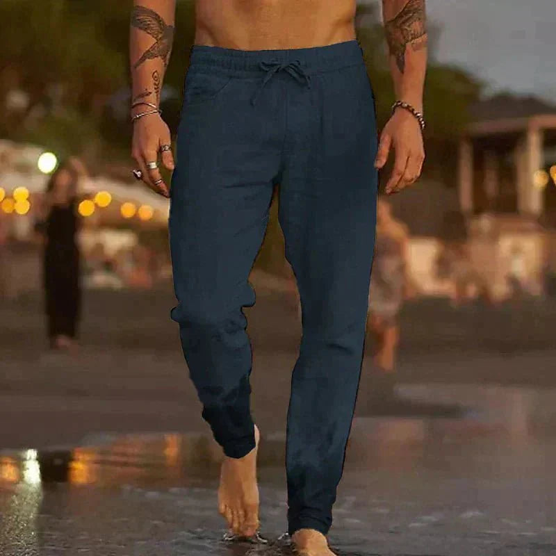 Variant image for Linnen Casual Broek voor Mannen | Ontspannen Pasvorm, Ademend, Volledige Lengte voor Zomeruitjes-31