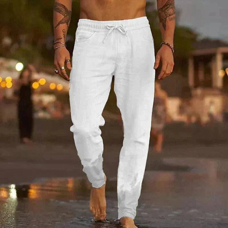 Variant image for Linnen Casual Broek voor Mannen | Ontspannen Pasvorm, Ademend, Volledige Lengte voor Zomeruitjes-19