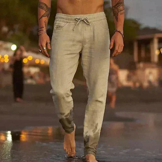 Linnen Casual Broek voor Mannen | Ontspannen Pasvorm, Ademend, Volledige Lengte voor Zomeruitjes-1