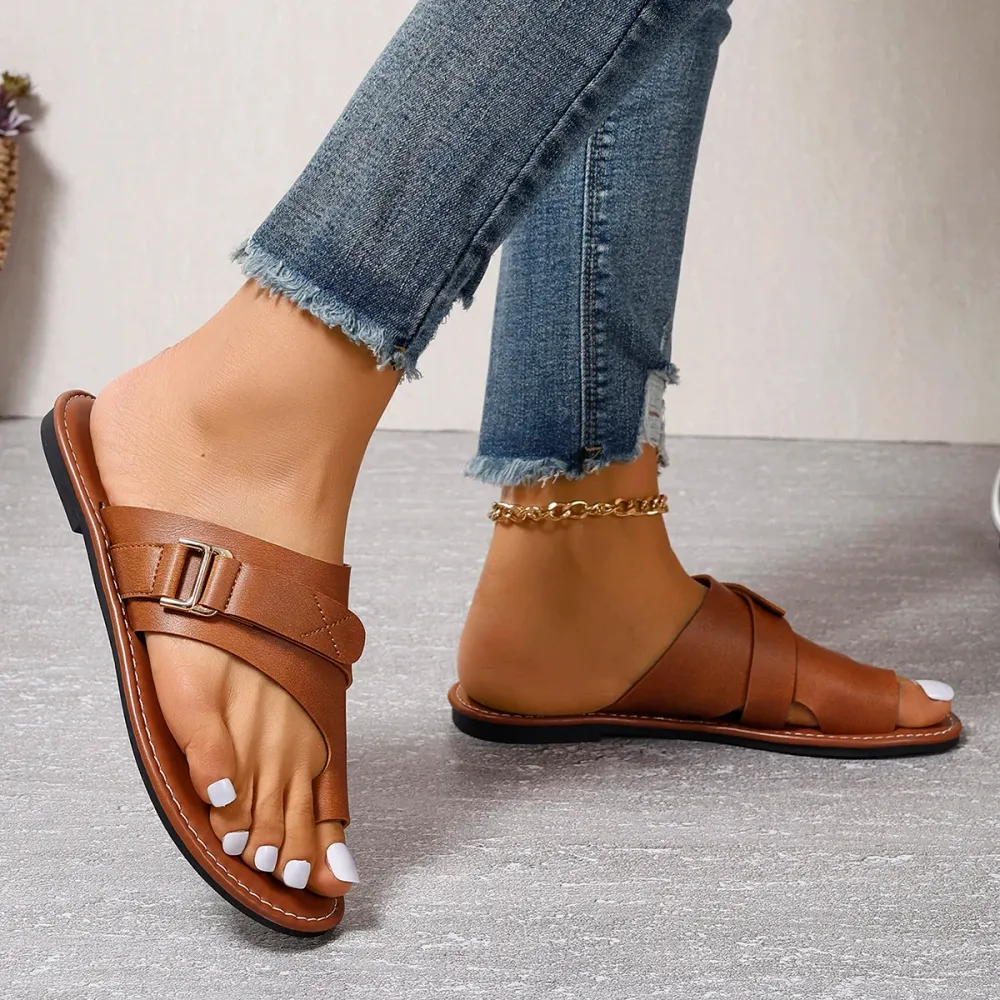 Elegante Dames Orthopedische Sandalen van Echt Leer met Teenlus | Ondersteunend en Comfortabel voor Dagelijks Gebruik-3