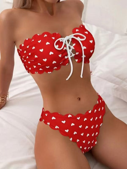 Chique Strapless Polka Dot Bikini Set voor Vrouwen – Stretchy en Comfortabel voor Zomerstrand-3