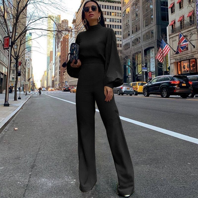 Variant image for Chique Zwarte Dames Jumpsuit met Halve Kraag en Lange Mouwen | Feestelijke Jumpsuit voor Elke Gelegenheid-5
