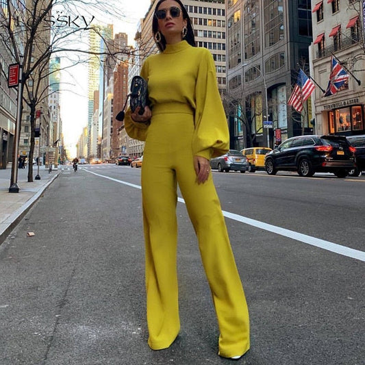 Chique Zwarte Dames Jumpsuit met Halve Kraag en Lange Mouwen | Feestelijke Jumpsuit voor Elke Gelegenheid-1