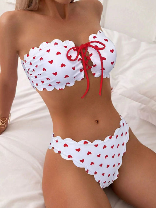 Chique Strapless Polka Dot Bikini Set voor Vrouwen – Stretchy en Comfortabel voor Zomerstrand-1