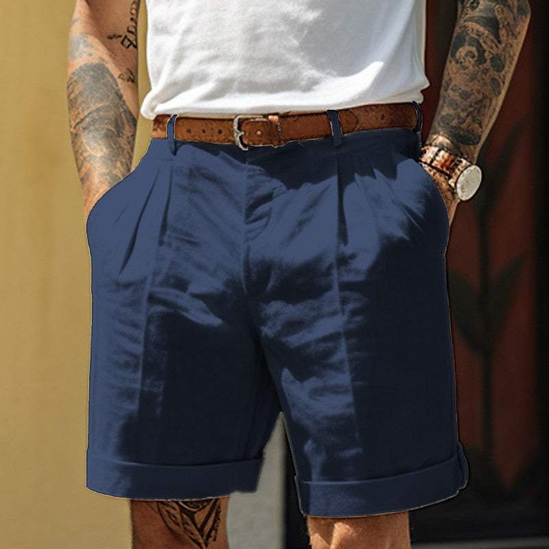 Elegante Korte Broek Heren van Katoen-Linnenmix met Geplooide Voorkant | Ademend en Comfortabel voor Zomerstijl-3