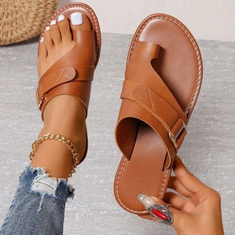 Elegante Dames Orthopedische Sandalen van Echt Leer met Teenlus | Ondersteunend en Comfortabel voor Dagelijks Gebruik-4